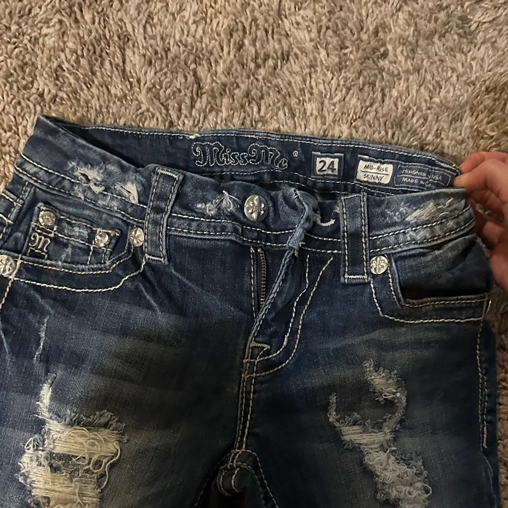 Miss Me Dark Blue Distressed Skinny Jeans - Picture 2 of 4